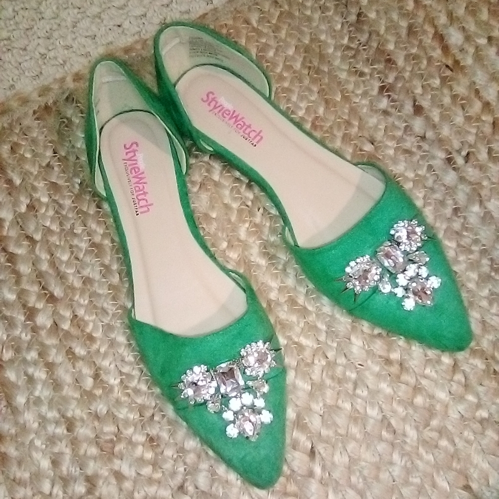 JUATFAB StyleWatch Rhinestone Loafer Flats